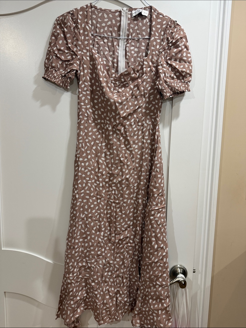 Petal & Pup Mauve Midi Dress with White Spot Print